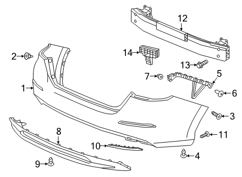 2020 Honda Insight Rear Bumper RR. RR. ASSY., L Diagram for 33555-TXM-A01