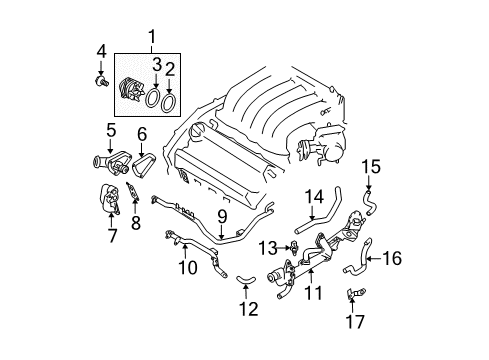 2005 Nissan Quest Powertrain Control Outlet Water Diagram for 11060-7Y002