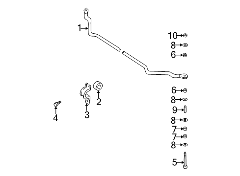 2002 Nissan Frontier Stabilizer Bar & Components - Front Bolt Diagram for 54618-8B501