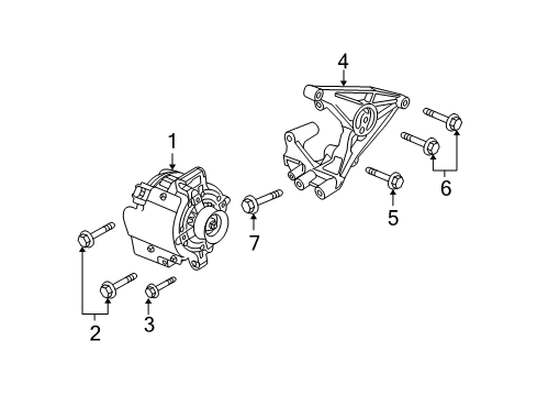 2005 Cadillac CTS Alternator Mount Bracket Diagram for 12597648