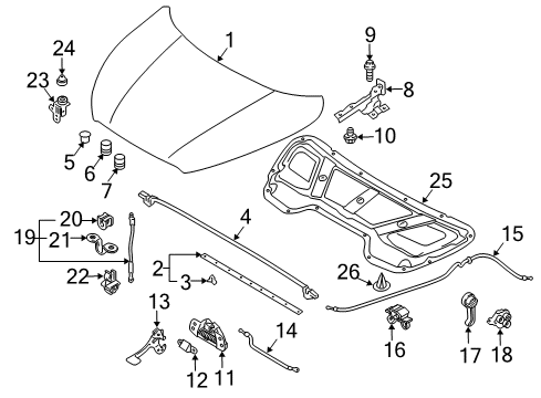 2011 Hyundai Tucson Anti-Theft Components Switch Assembly-Hood Diagram for 93880-2S000