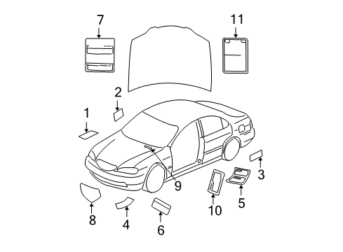 1999 Acura TL Information Labels Label, SRS Caution Diagram for 77871-SM4-A70