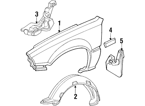 1986 Honda Civic Fender & Components, Exterior Trim Fender, Left Front (Inner) Diagram for 61150-SB6-000