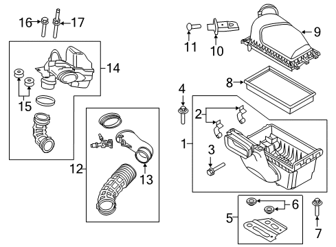 2017 Ford Explorer Air Intake Mount Bracket Diagram for BB5Z-9647-A