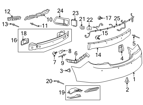 2010 Buick LaCrosse Rear Bumper Center Support Diagram for 20904555