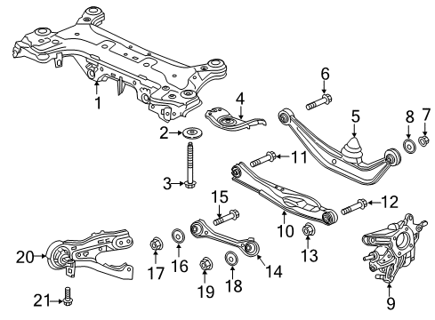 2018 Honda Odyssey Rear Suspension Components, Lower Control Arm, Upper Control Arm, Stabilizer Bar Plate, Cam Diagram for 52388-STK-A01