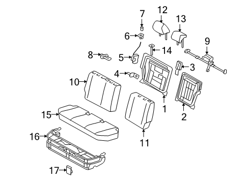 2012 Scion xB Rear Seat Components Seat Back Frame Diagram for 71017-12890