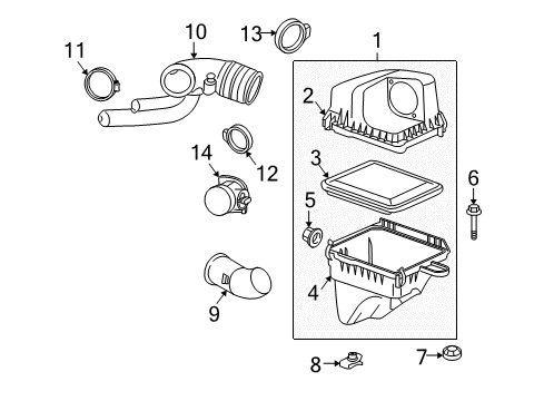 2009 Pontiac Torrent Filters Outlet Duct Diagram for 21999847