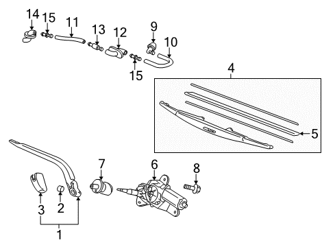 2017 Honda Fit Wiper & Washer Components Nozzle Assembly, Rear Windshield Diagram for 76850-T5A-N01