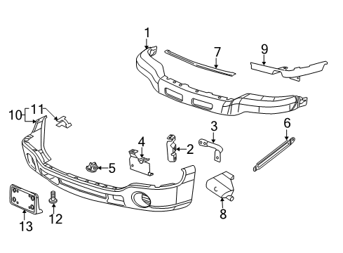 2007 GMC Sierra 3500 Classic Front Bumper Bumper Bracket Diagram for 12335639