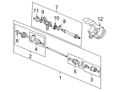 2006 Honda Odyssey Drive Axles - Front Shaft Assembly, Half Diagram for 44500-SJK-J00