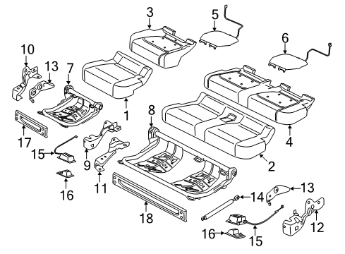 2017 Ford F-150 Rear Seat Components Seat Cushion Pad Diagram for FL3Z-1663840-B