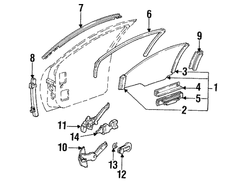 1992 Buick Regal Front Door - Glass & Hardware Weatherstrip Asm-Front Side Door Window *Black Diagram for 10232232