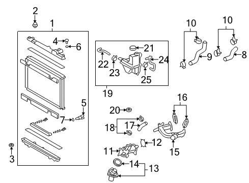 2012 Lexus IS F Radiator & Components By-Pass Hose Clamp Diagram for 96136-42501