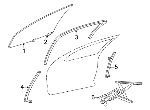 2004 Chrysler Concorde Front Door - Glass & Hardware WEATHERSTRIP-Front Door Glass Diagram for 4574032AJ