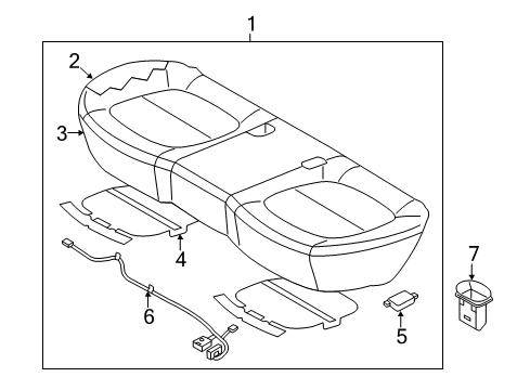 2014 Kia Soul Heated Seats Cushion Assembly-Rear Seat Diagram for 89100B2230KF7