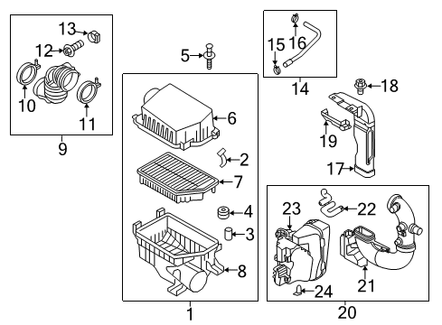 2016 Kia Rio Air Intake Duct-Air "B" Diagram for 282111W170