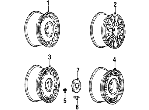 1994 Cadillac DeVille Wheels, Covers & Trim Wheel Rim Unit, Aluminum 16X7 Diagram for 3636692