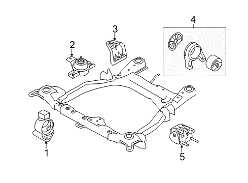 2012 Kia Sorento Engine & Trans Mounting Support Engine Mounting Bracket Diagram for 21825-2B100