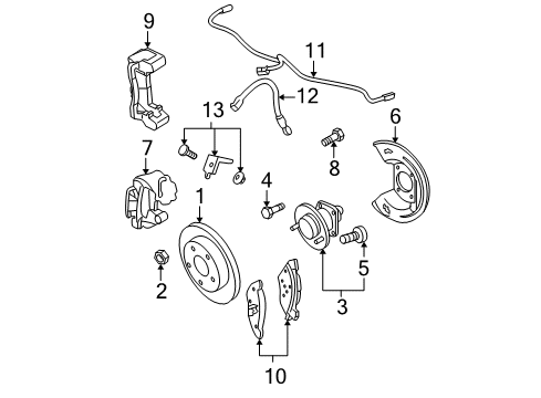 2002 Buick LeSabre Rear Brakes Piston, Rear Brake Caliper Diagram for 18042416