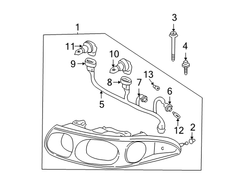 2001 Buick LeSabre Headlamps Headlamp Assembly, (W/ Corner Lamp) Diagram for 19245372