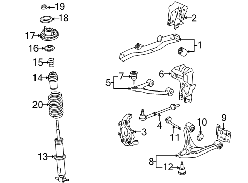 2006 Pontiac Solstice Rear Suspension Components, Lower Control Arm, Upper Control Arm, Stabilizer Bar Steering Knuckle Diagram for 15262566