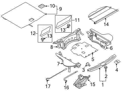 2009 Infiniti EX35 Interior Trim - Rear Body FINISHER Assembly-Luggage Floor, Center Front Diagram for 84909-1BA0A