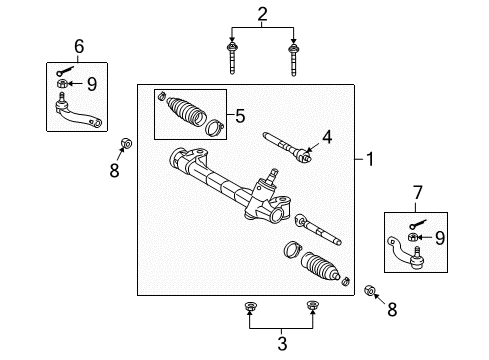 2011 Lexus HS250h Steering Column & Wheel, Steering Gear & Linkage Steering Gear Assembly Diagram for 45510-75030