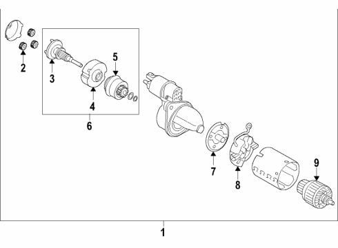 2019 Kia Forte Starter Shaft Assembly-Gear Diagram for 36143-2E500