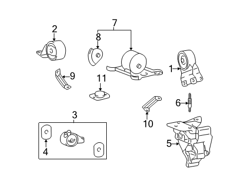 2005 Hyundai Sonata Engine & Trans Mounting Stud Diagram for 21611-37102