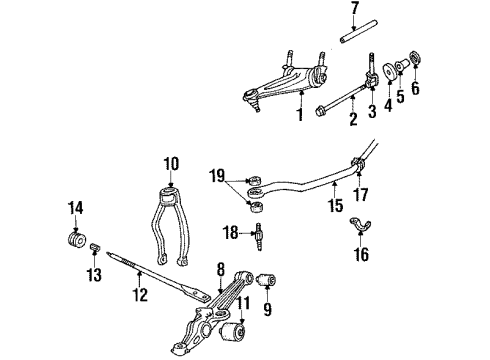 1987 Honda Accord Front Suspension Components, Lower Control Arm, Upper Control Arm, Stabilizer Bar Rod, FR. Radius Diagram for 51352-SE0-010