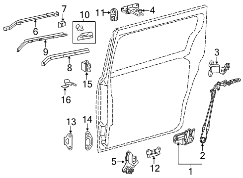 2015 Toyota Sienna Sliding Door Rail Cover Diagram for 61057-08020