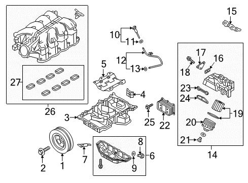 2019 Genesis G90 Filters Oil Filter Body Assembly Diagram for 26310-3F501
