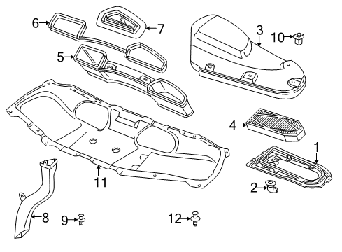 1996 BMW 740iL Under Hood Components Left Microfilter Service Cover Diagram for 64318390995