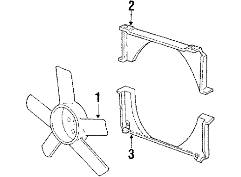 1986 Pontiac T1000 Cooling Fan Shroud, Radiator Fan Lower Diagram for 14015177