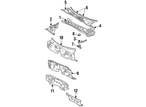 2000 Lexus SC400 Cowl Panel Sub-Assy, Dash Diagram for 55101-24090