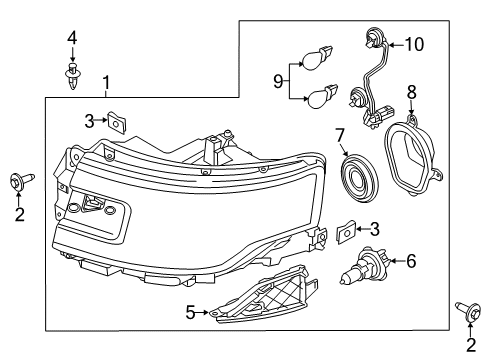 2019 Ford Flex Headlamps Headlamp Bulb Retainer Diagram for 8A8Z-13N019-A