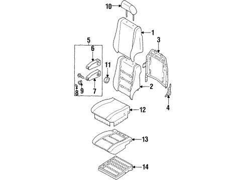 1997 Acura SLX Front Seat Components Pad, Front Seat Cushion Diagram for 8-97044-518-1