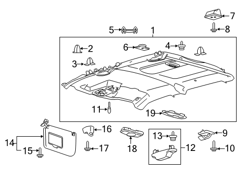 2015 Ford F-150 Interior Trim - Cab Visor Bracket Diagram for FL3Z-1504133-AC