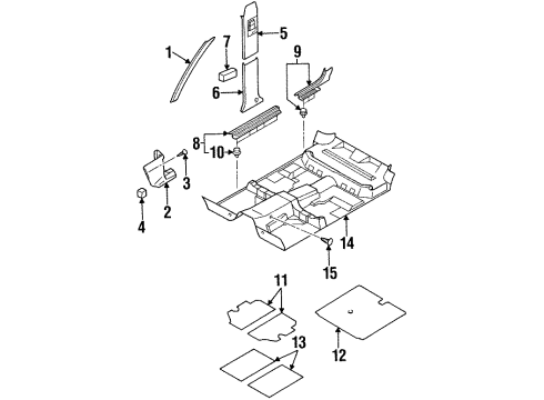 2001 Honda Passport Interior Trim - Pillars, Rocker & Floor Cover Trim, FRT Plr Diagram for 8-97296-032-1
