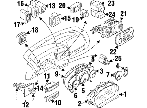 1997 Mitsubishi Mirage Cruise Control System Switch Remote Control MIRR Diagram for MB561810