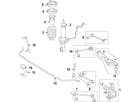 2019 Lincoln Navigator Rear Suspension Components, Lower Control Arm, Upper Control Arm, Ride Control, Stabilizer Bar Bushings Diagram for JL1Z-5493-A