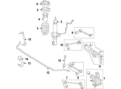 2019 Lincoln Navigator Rear Suspension Components, Lower Control Arm, Upper Control Arm, Ride Control, Stabilizer Bar Rear Sensor Diagram for FL1Z-5A967-C