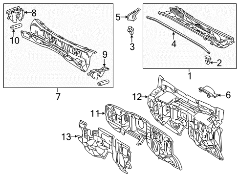 2012 Toyota 4Runner Cowl Dash Panel Diagram for 55101-35A00