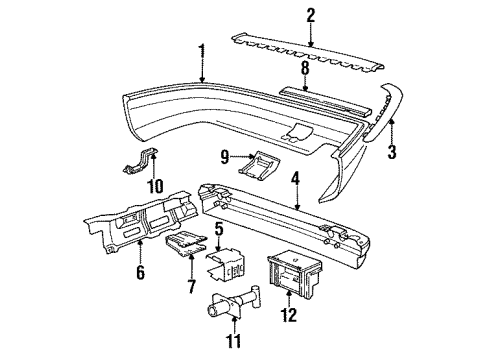 1988 BMW 735i Rear Bumper Sliding Piece Diagram for 51111908065