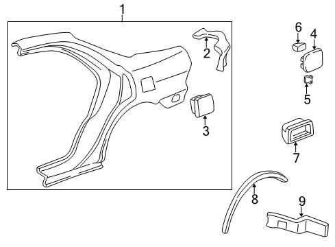 1999 Acura Integra Quarter Panel & Components, Exterior Trim Adapter, Fuel Cap Diagram for 63915-ST8-310ZZ