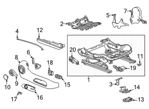 2022 Buick Encore GX Power Seat Tracks & Components Control Module Mount Bracket Diagram for 13514567