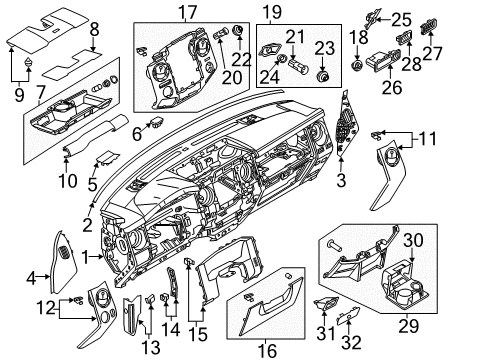 2016 Ford F-350 Super Duty Instrument Panel Cup Holder Diagram for 8C3Z-2513562-AF
