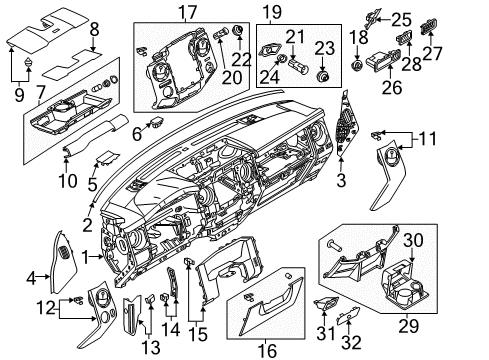 2016 Ford F-350 Super Duty Instrument Panel Instrument Panel Side Cover Diagram for 8C3Z-25024A78-AC