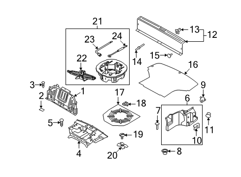 2009 Kia Amanti Interior Trim - Rear Body Tapping Screw Diagram for 1249206123